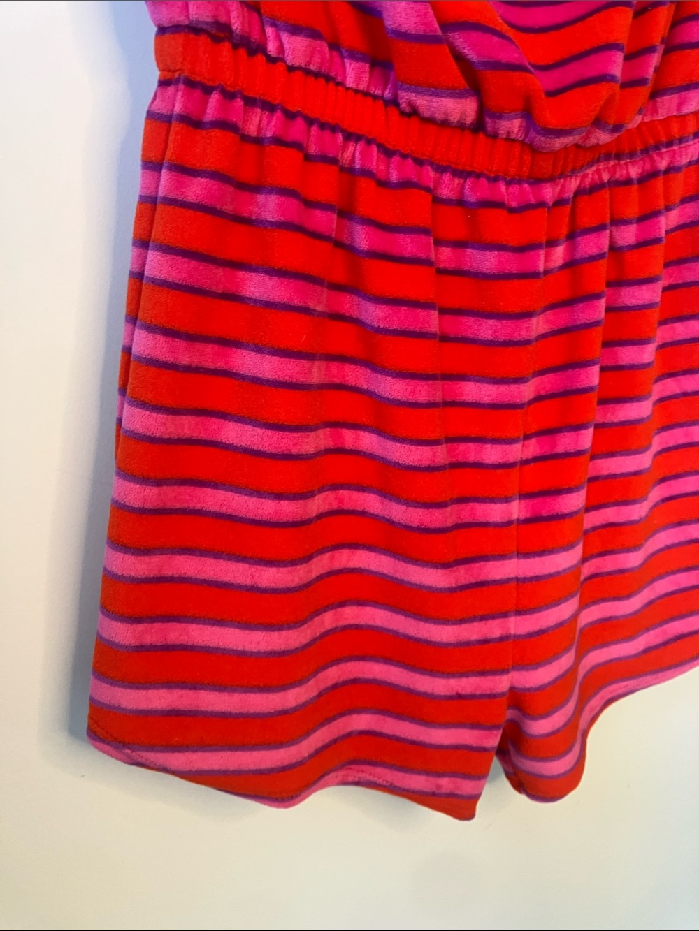 URBAN RENEWAL Terrycloth Retro Red+Pink+Purple Striped Strapless Romper M NWT - Picture 3 of 10